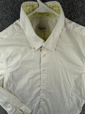 STENSTROMS Long Sleeve Button Up Shirt Men White Fitted Body 16.5 (42) Cotton